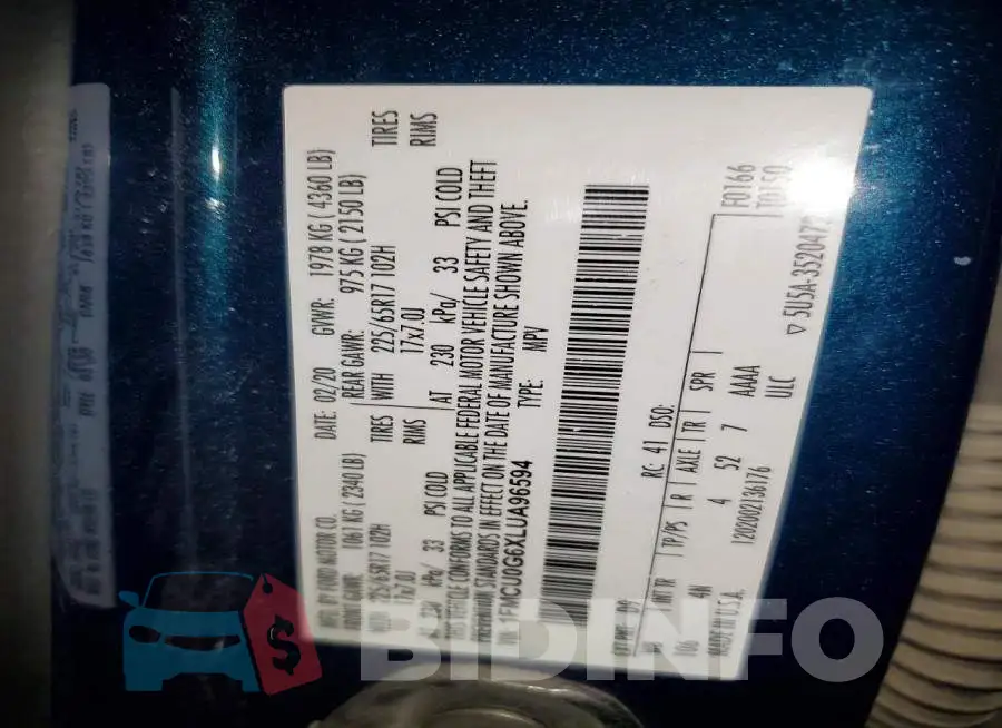 1FMCU0G6XLUA96594 Photo# 13