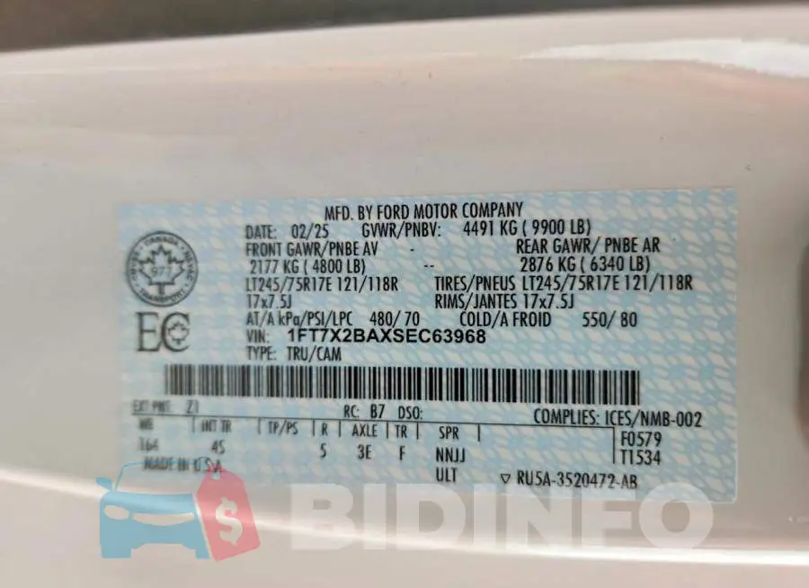1FT7X2BAXSEC63968 Photo# 13