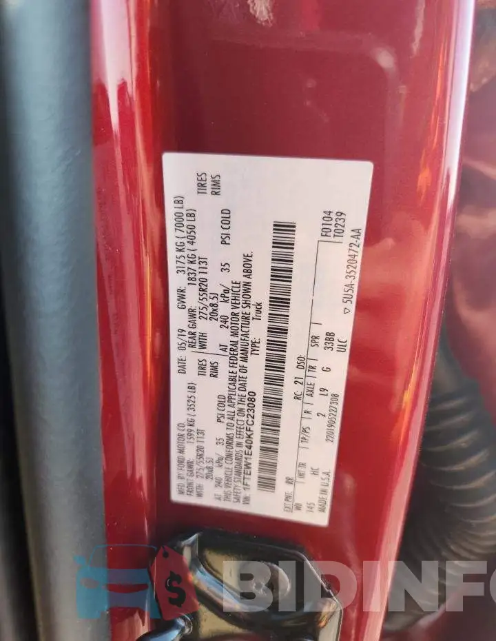1FTEW1E40KFC23080 Photo# 12