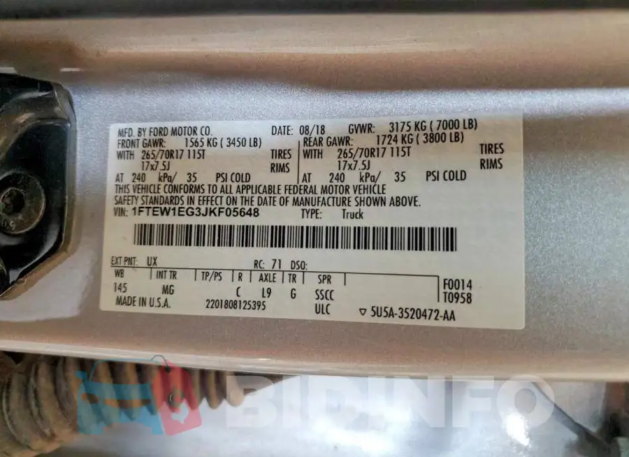 1FTEW1EG3JKF05648 Photo# 12