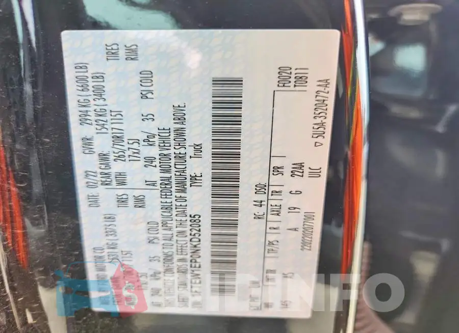 1FTEW1EP0NKD52085 Photo# 12