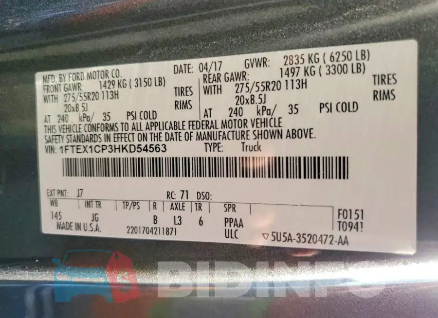 1FTEX1CP3HKD54563 Photo# 12
