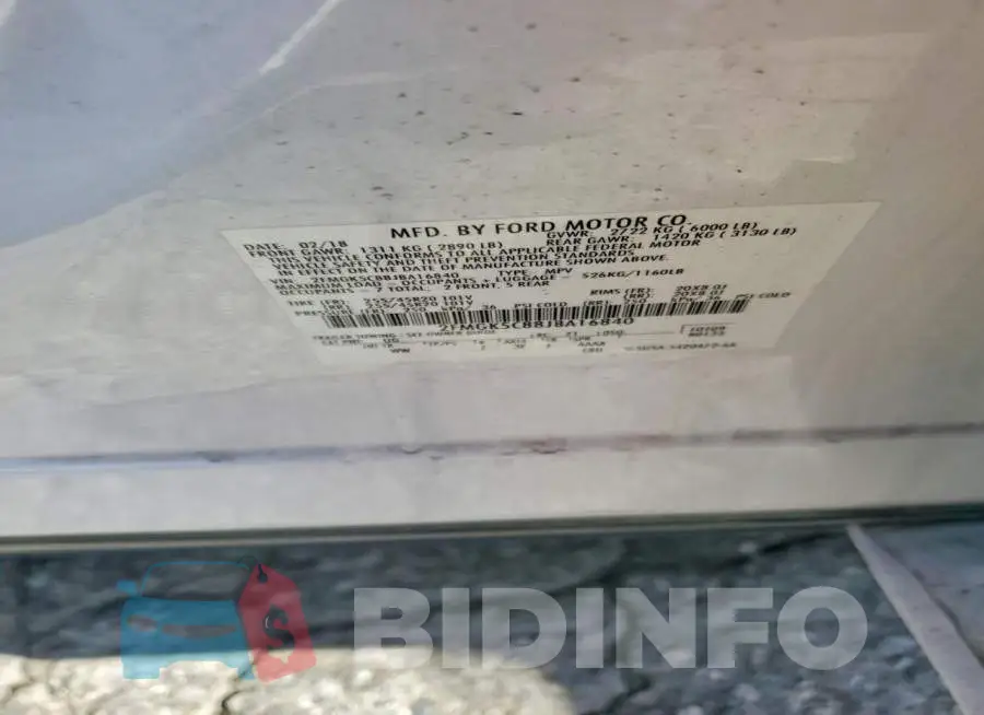 2FMGK5C88JBA16840 Photo# 14