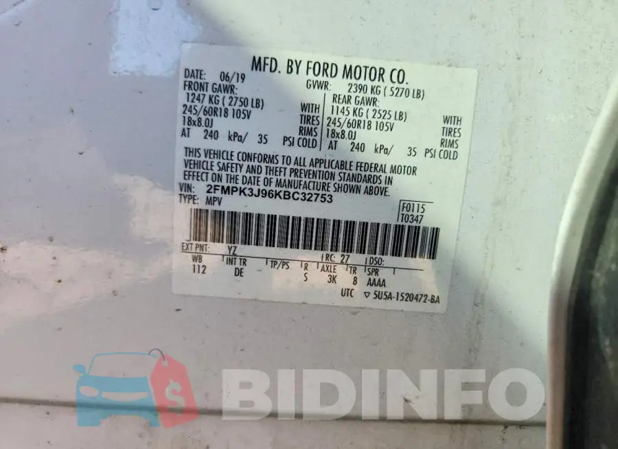 2FMPK3J96KBC32753 Photo# 13