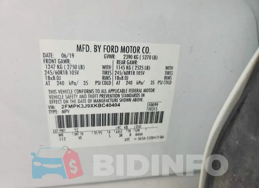 2FMPK3J9XKBC40404 Photo# 12