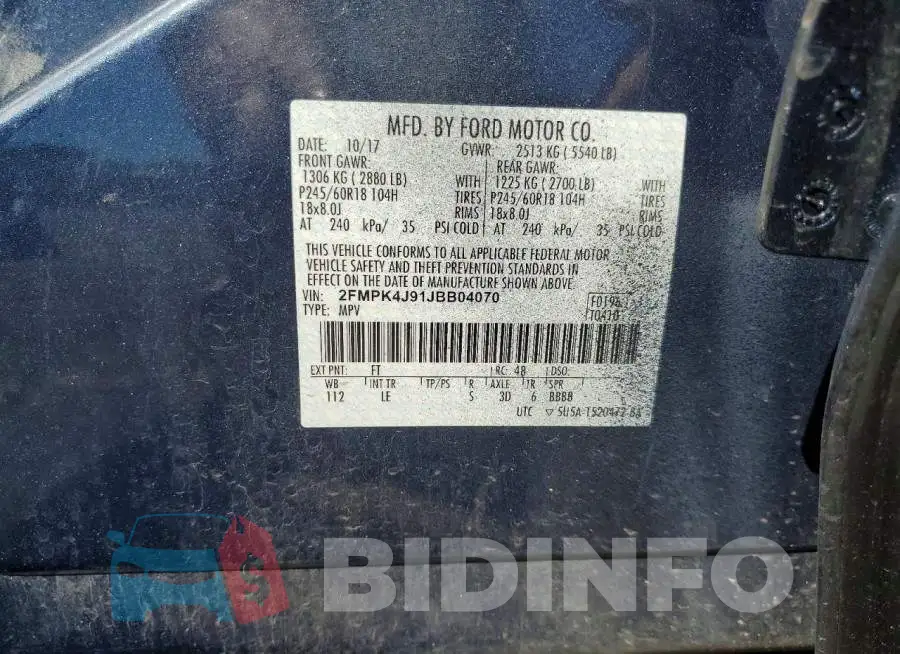 2FMPK4J91JBB04070 Photo# 14