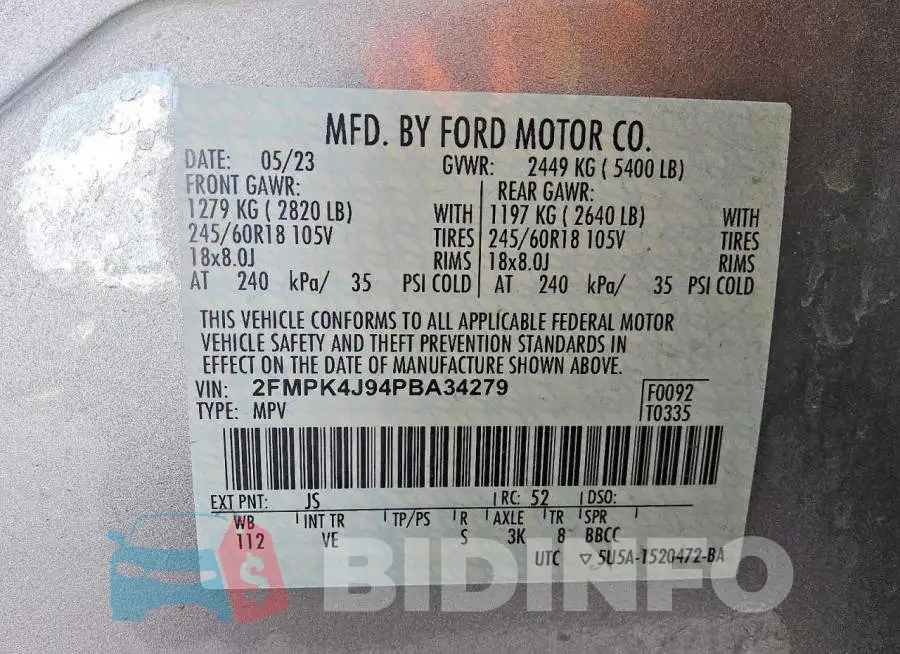 2FMPK4J94PBA34279 Photo# 13
