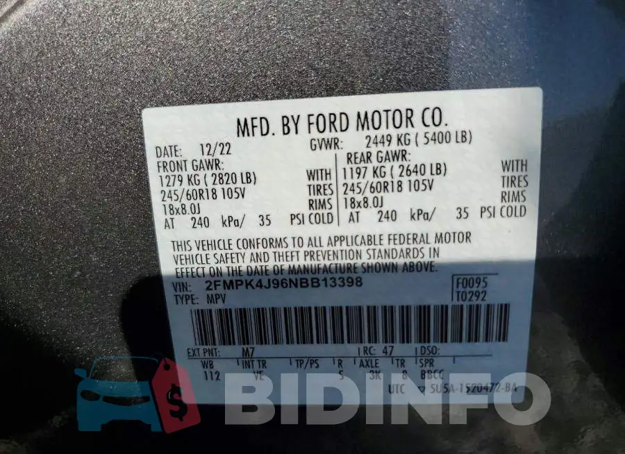 2FMPK4J96NBB13398 Photo# 13