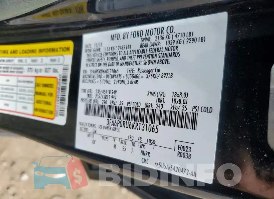3FA6P0RU6KR131065 Photo# 12
