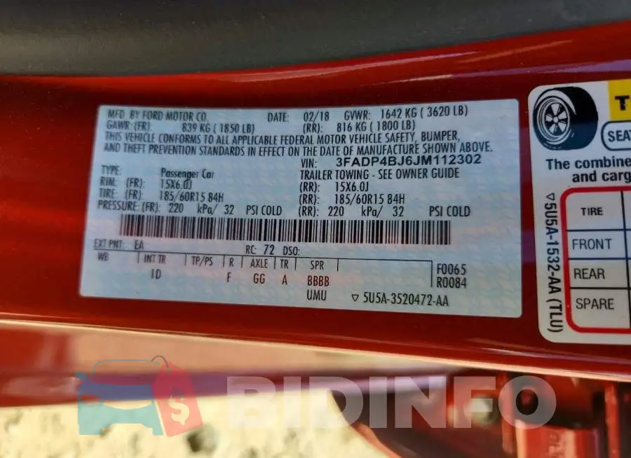 3FADP4BJ6JM112302 Photo# 12