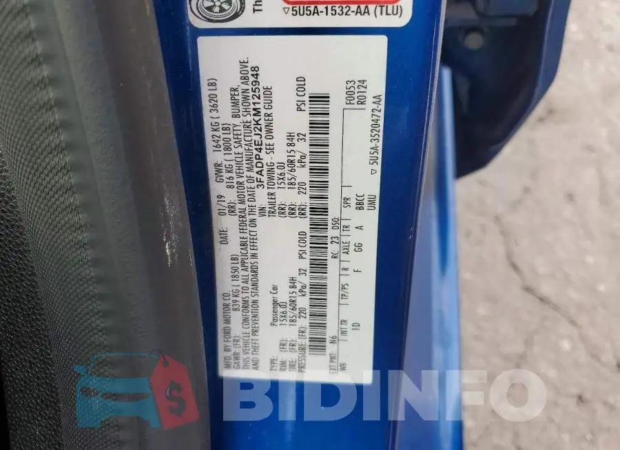 3FADP4EJ2KM125948 Photo# 12