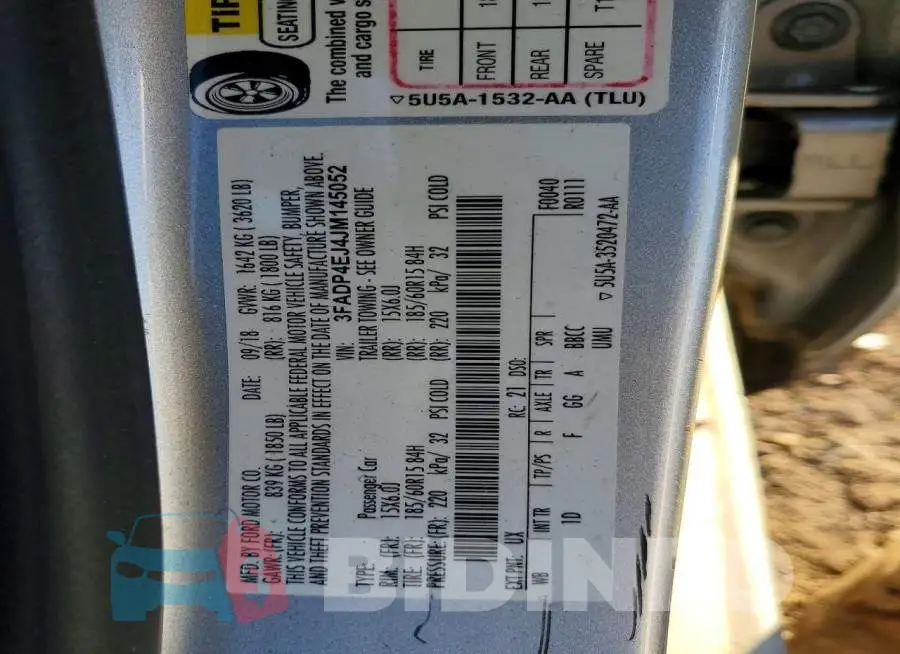 3FADP4EJ4JM145052 Photo# 12