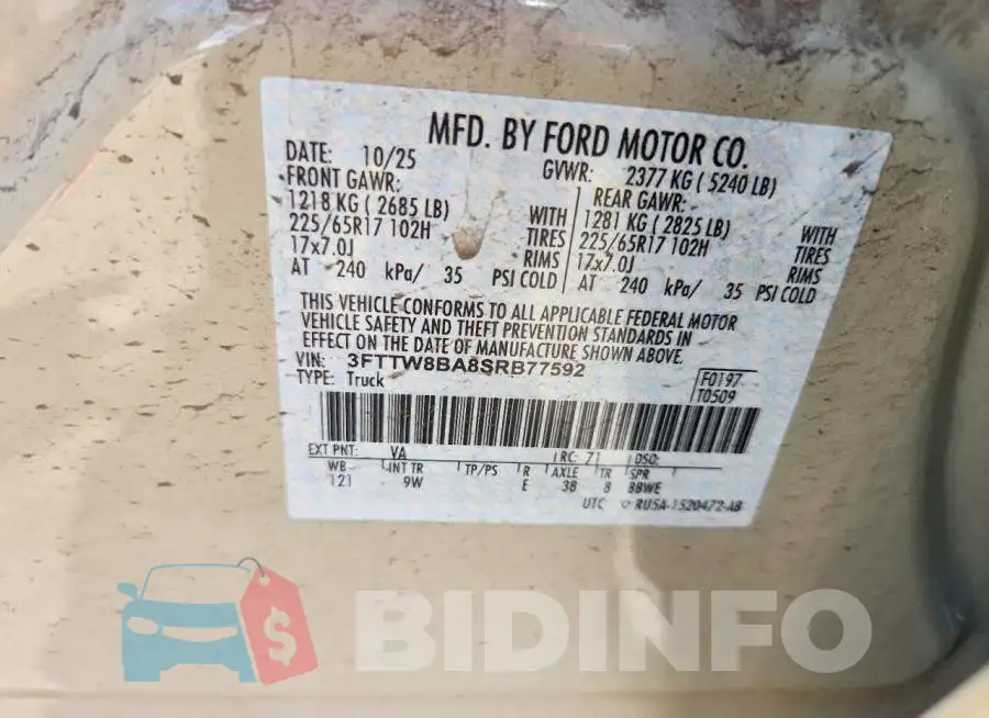 3FTTW8BA8SRB77592 Photo# 12
