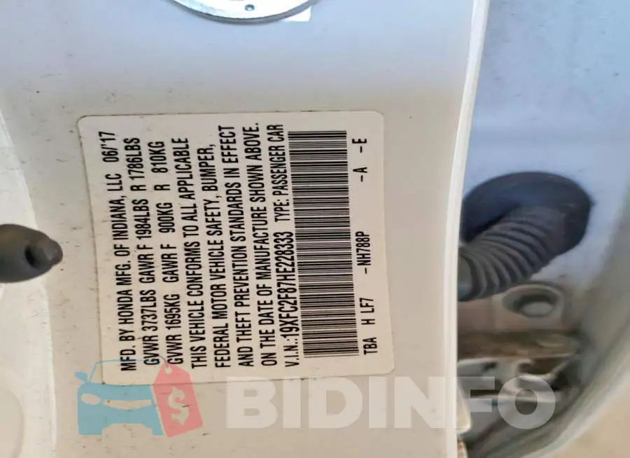19XFC2F87HE228333 Photo# 12