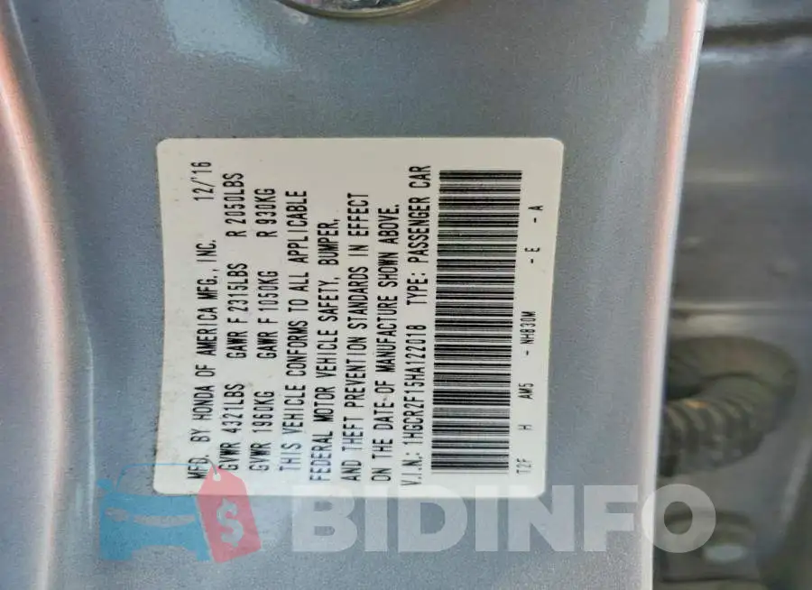 1HGCR2F15HA122018 Photo# 12