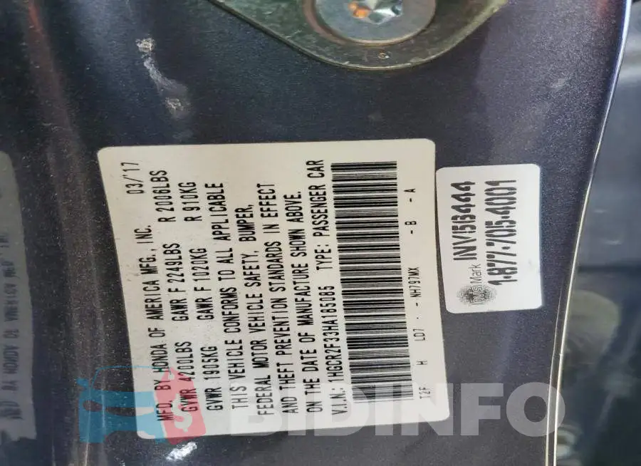 1HGCR2F33HA185085 Photo# 12