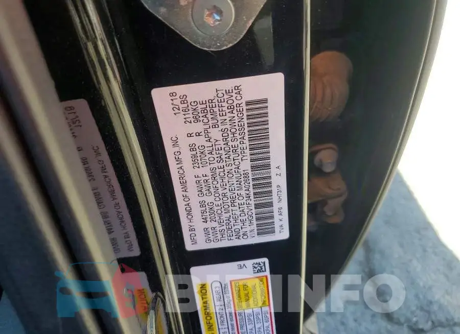 1HGCV1F34KA026881 Photo# 12
