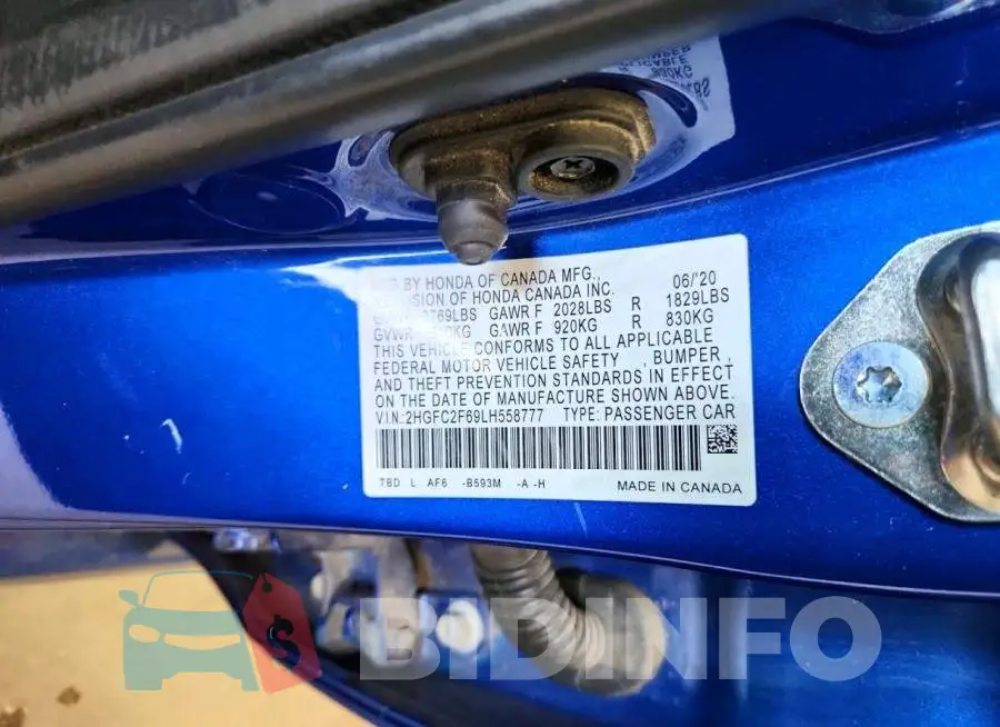 2HGFC2F69LH558777 Photo# 13