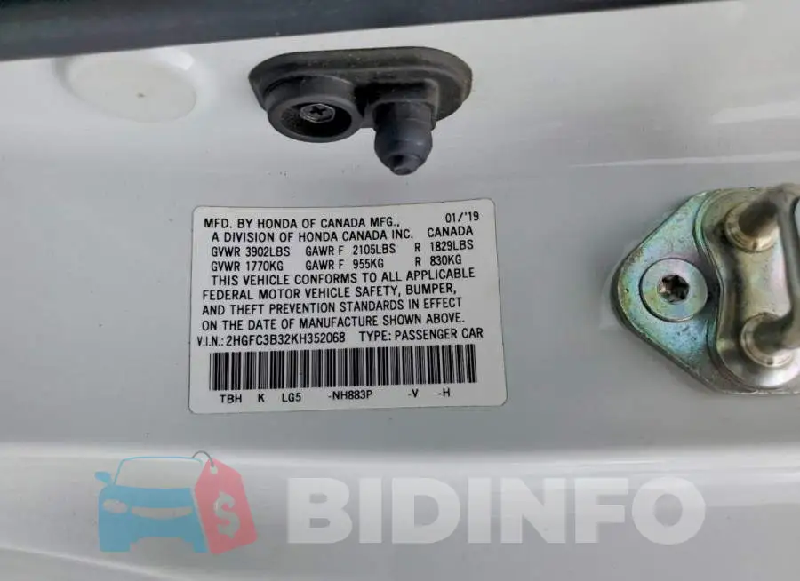2HGFC3B32KH352068 Photo# 13