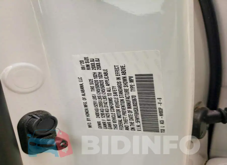 5FNYF8H53LB020670 Photo# 13