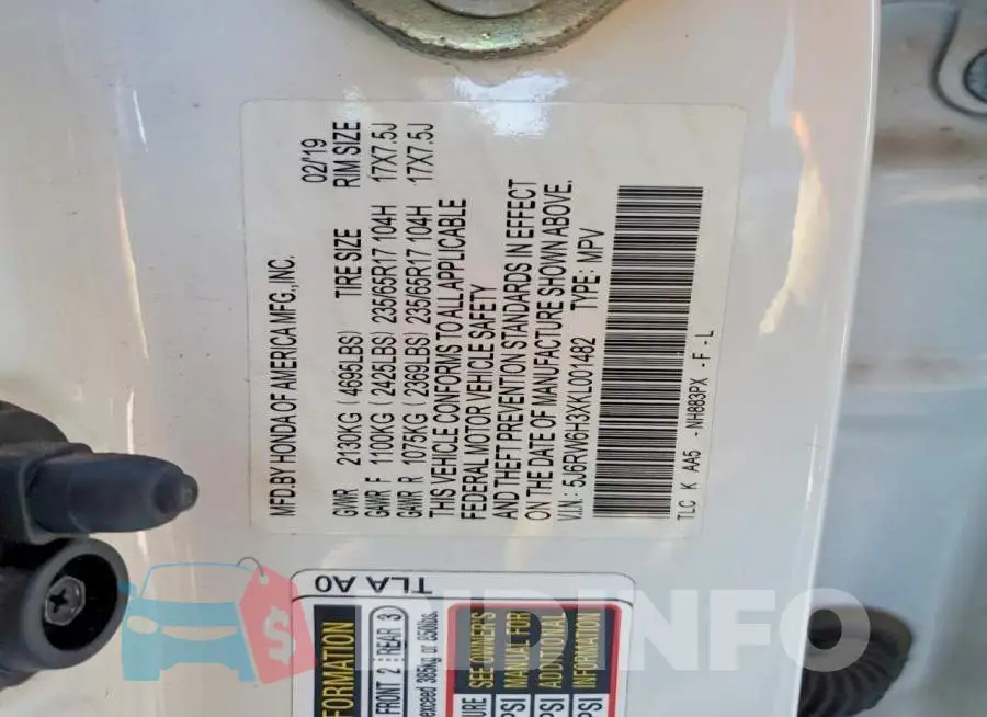 5J6RW6H3XKL001482 Photo# 13