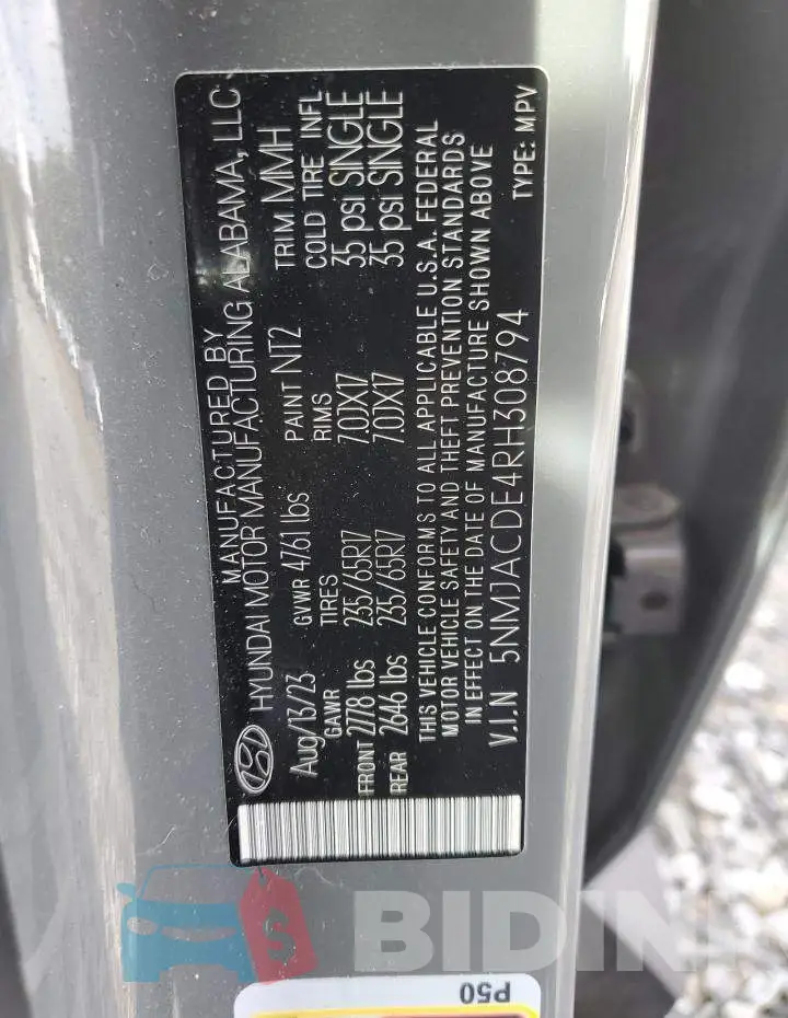 5NMJACDE4RH308794 Photo# 12