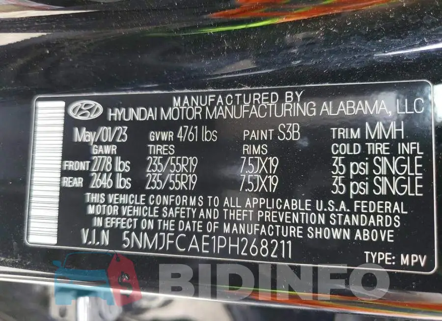 5NMJFCAE1PH268211 Photo# 14