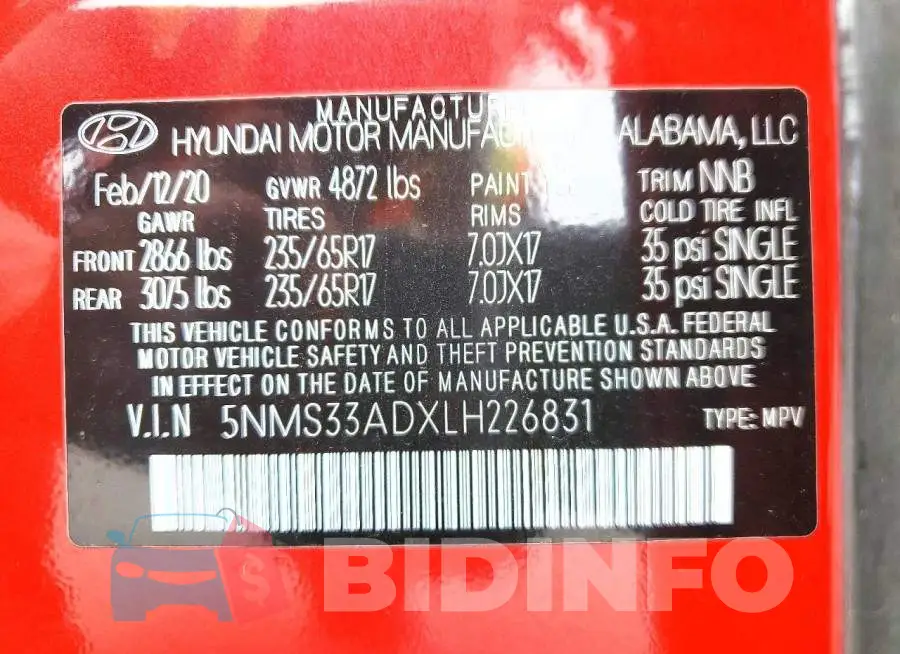 5NMS33ADXLH226831 Photo# 14