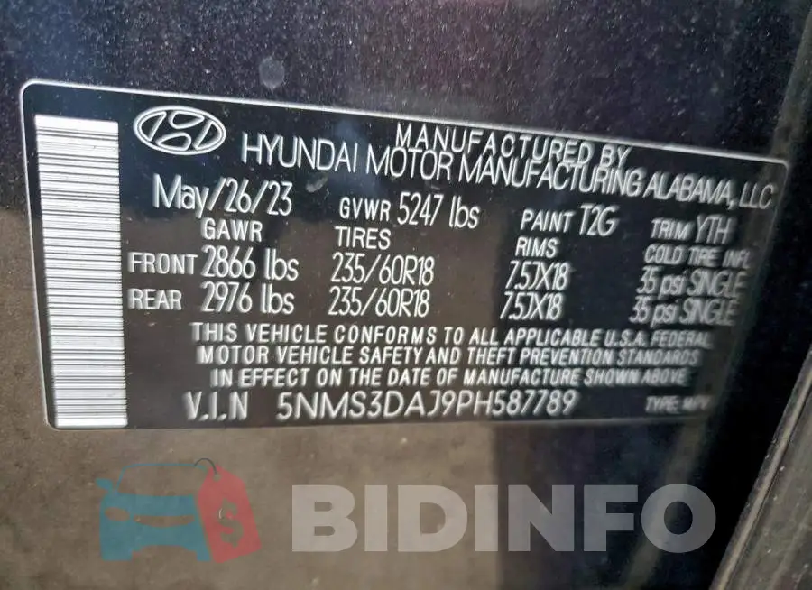 5NMS3DAJ9PH587789 Photo# 14