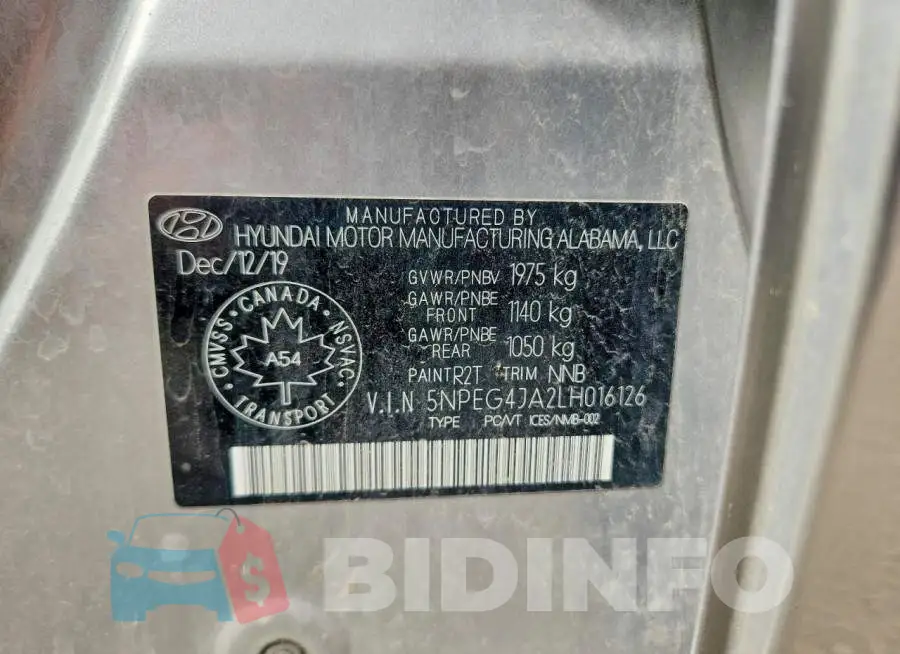 5NPEG4JA2LH016126 Photo# 12