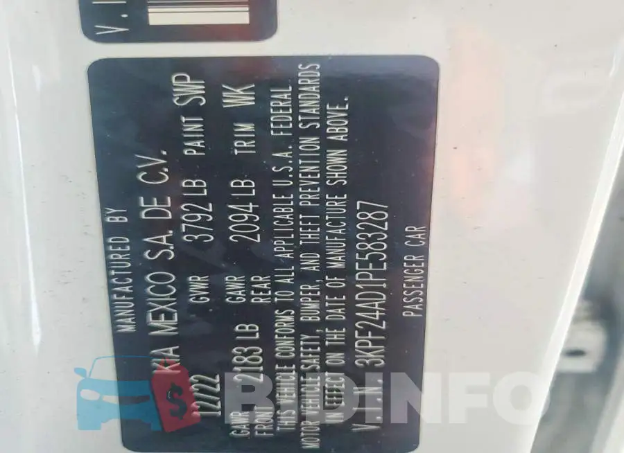 3KPF24AD1PE583287 Photo# 12