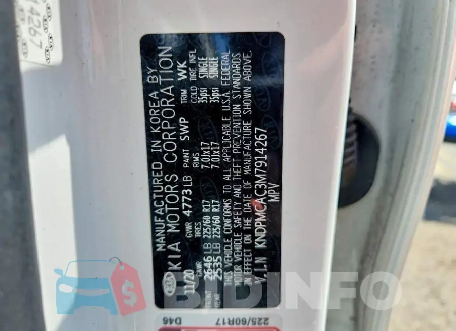KNDPMCAC3M7914267 Photo# 13