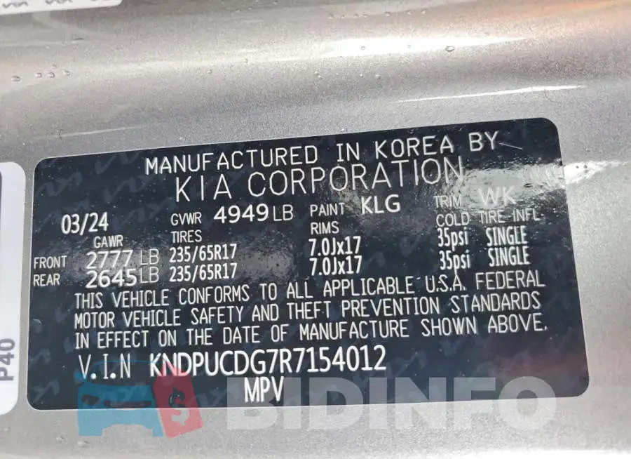 KNDPUCDG7R7154012 Photo# 13