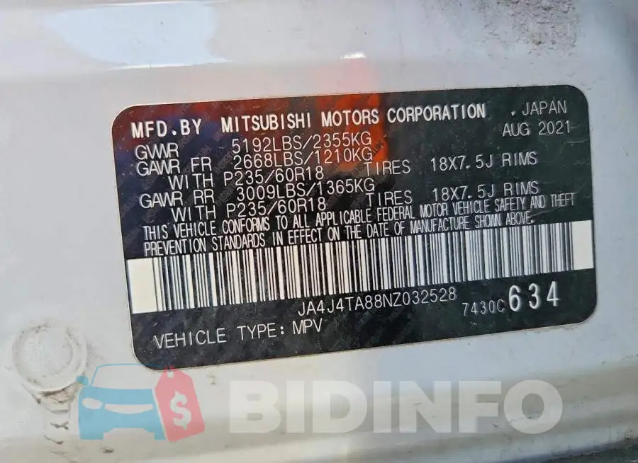 JA4J4TA88NZ032528 Photo# 13