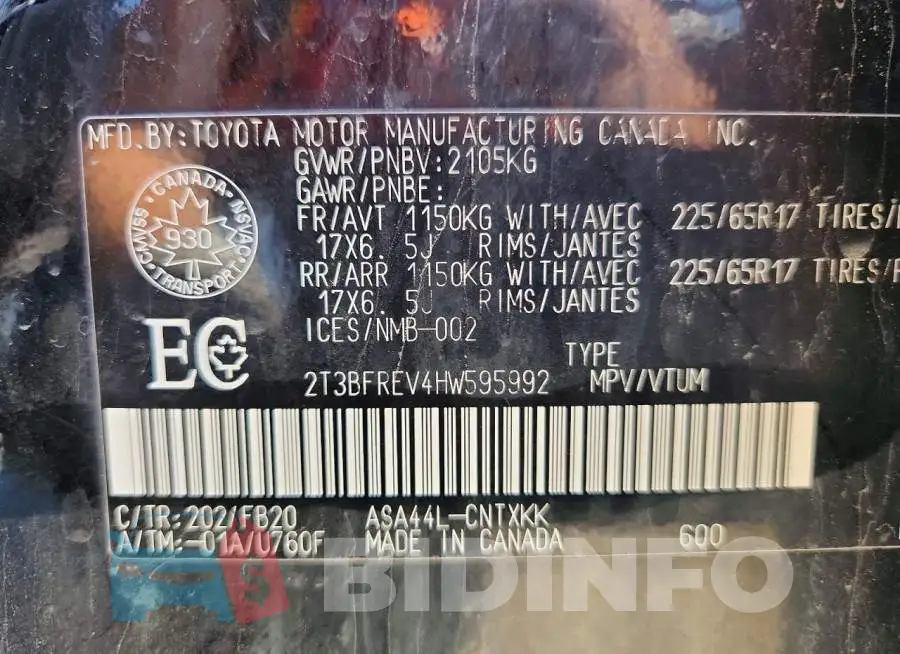 2T3BFREV4HW595992 Photo# 13