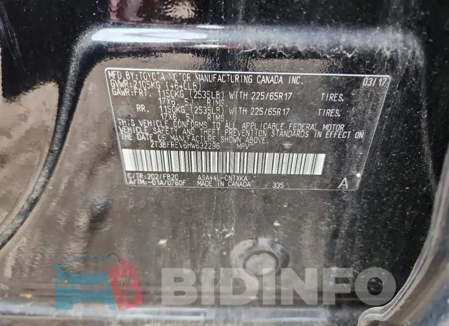2T3BFREV6HW632296 Photo# 13