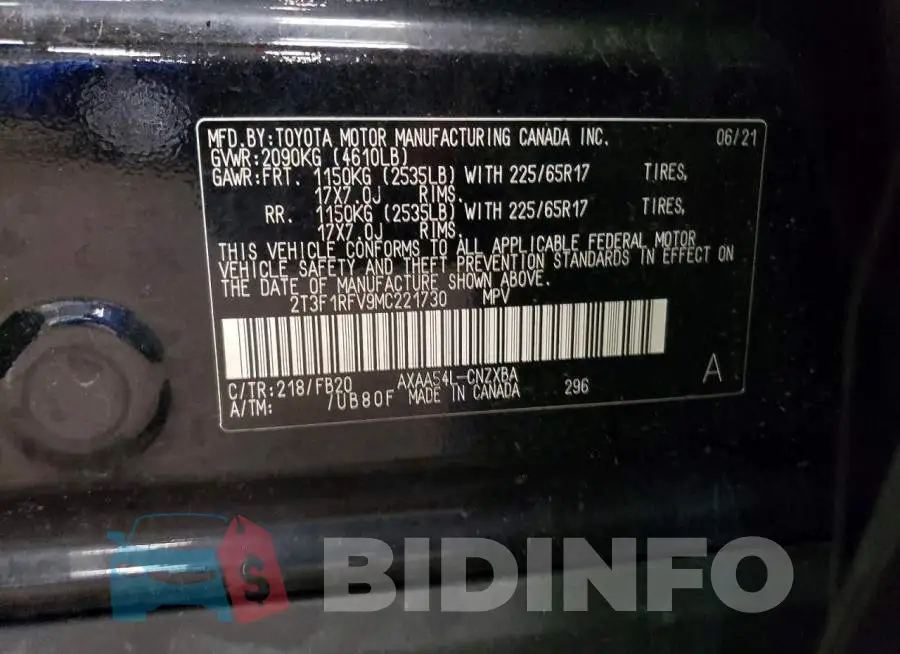 2T3F1RFV9MC221730 Photo# 12