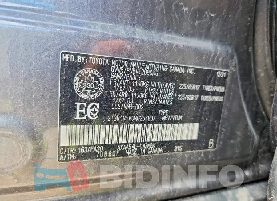 2T3R1RFV0MC254807 Photo# 13