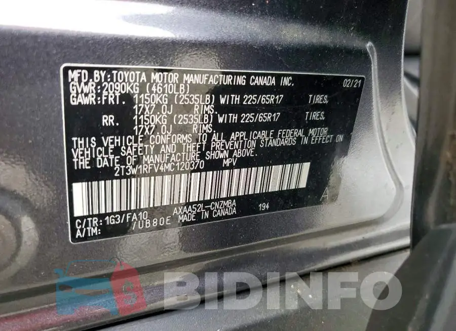2T3W1RFV4MC120370 Photo# 13