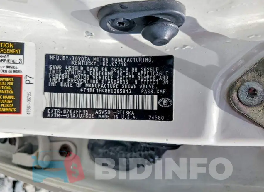 4T1BF1FK8HU285813 Photo# 12