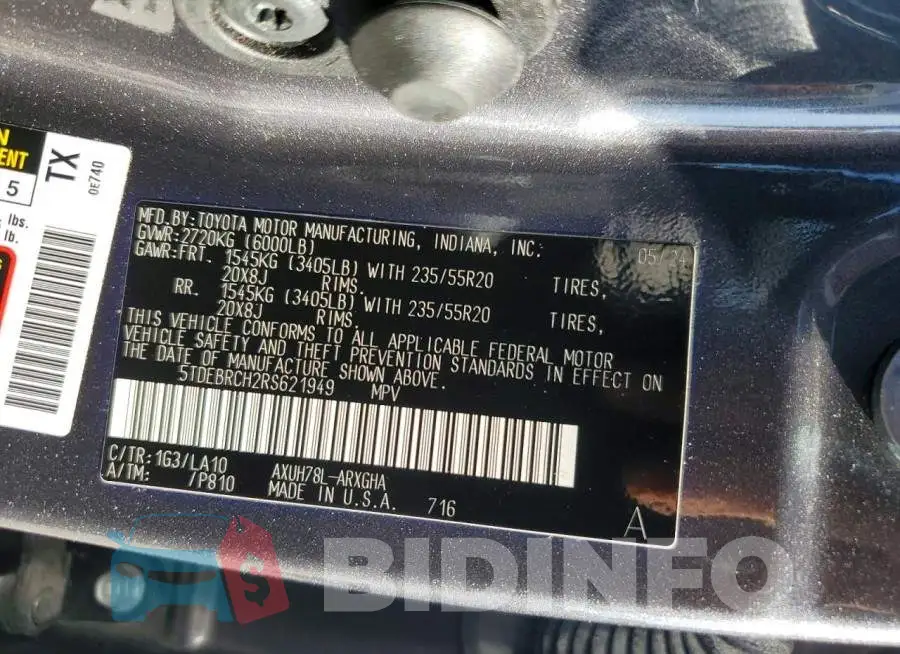 5TDEBRCH2RS621949 Photo# 13