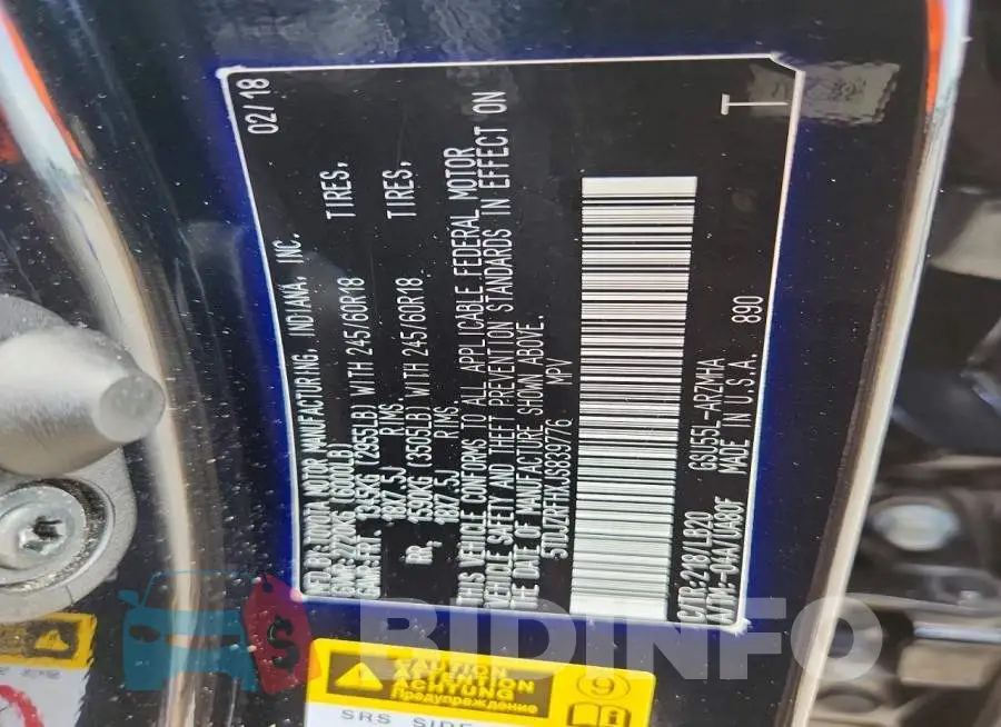 5TDJZRFHXJS839776 Photo# 13