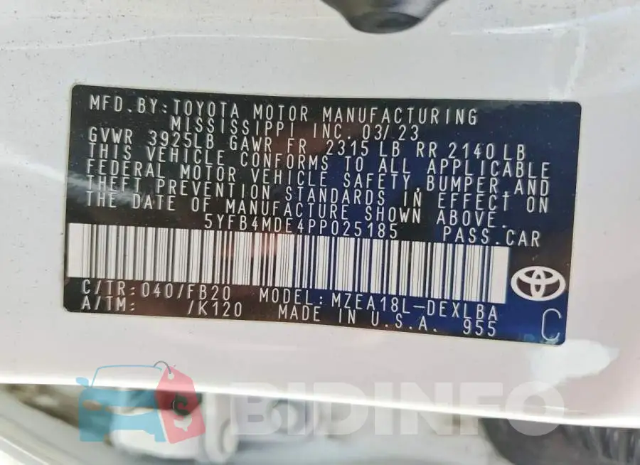 5YFB4MDE4PP025185 Photo# 12