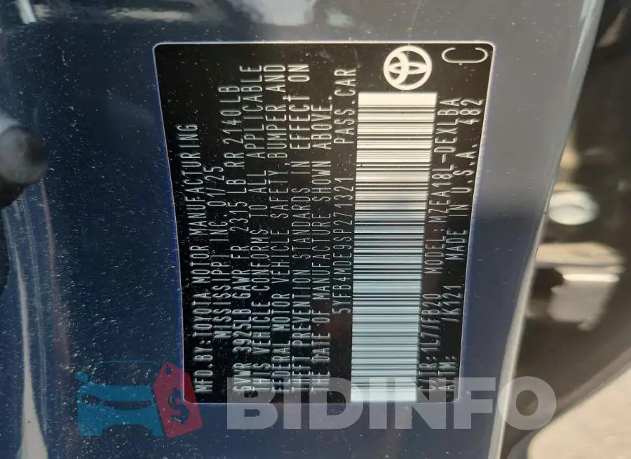 5YFB4MDE9SP271321 Photo# 12