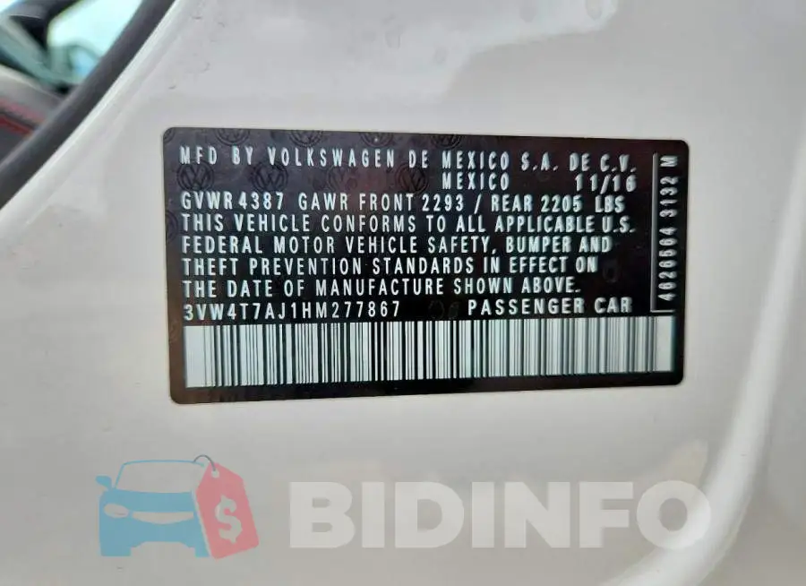 3VW4T7AJ1HM277867 Photo# 13