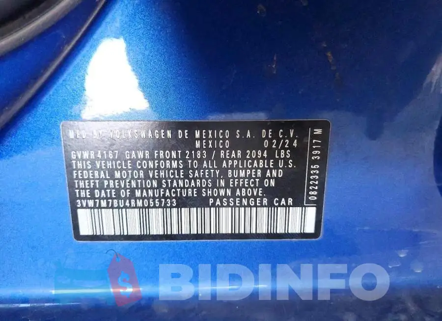 3VW7M7BU4RM055733 Photo# 12