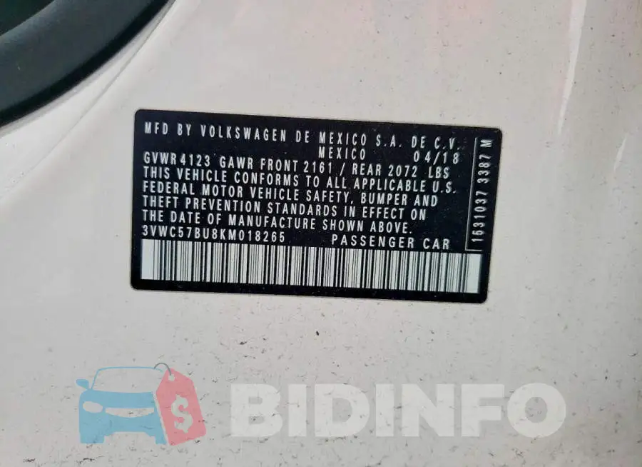 3VWC57BU8KM018265 Photo# 13