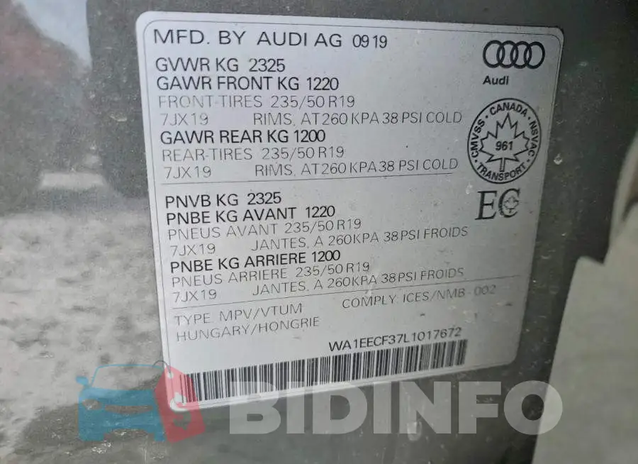 WA1EECF37L1017672 Photo# 13