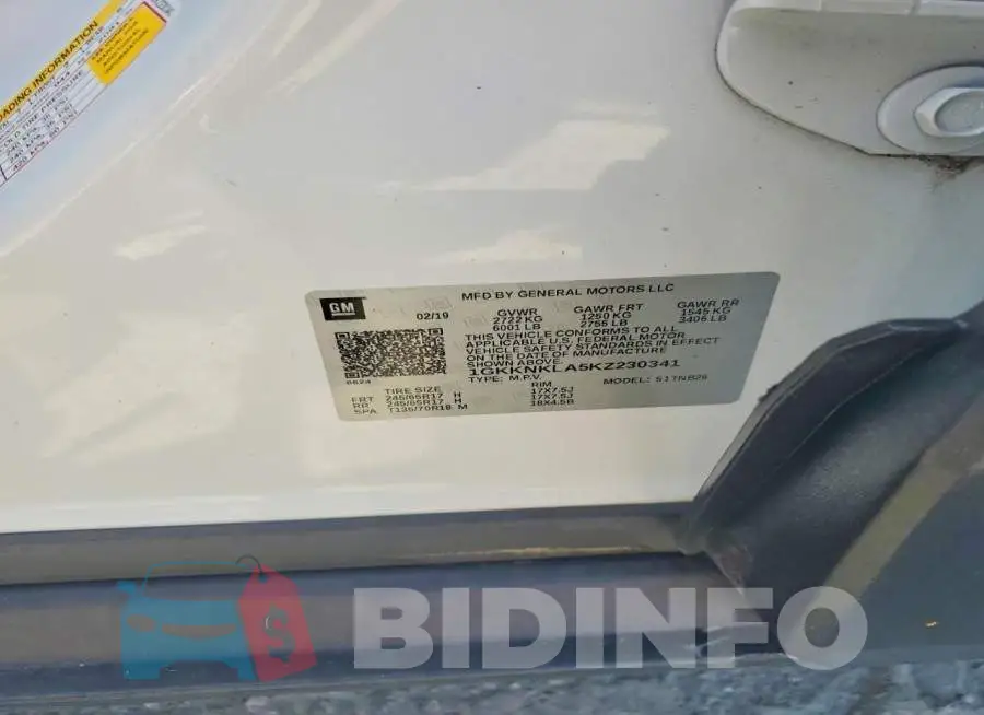 1GKKNKLA5KZ230341 Photo# 13