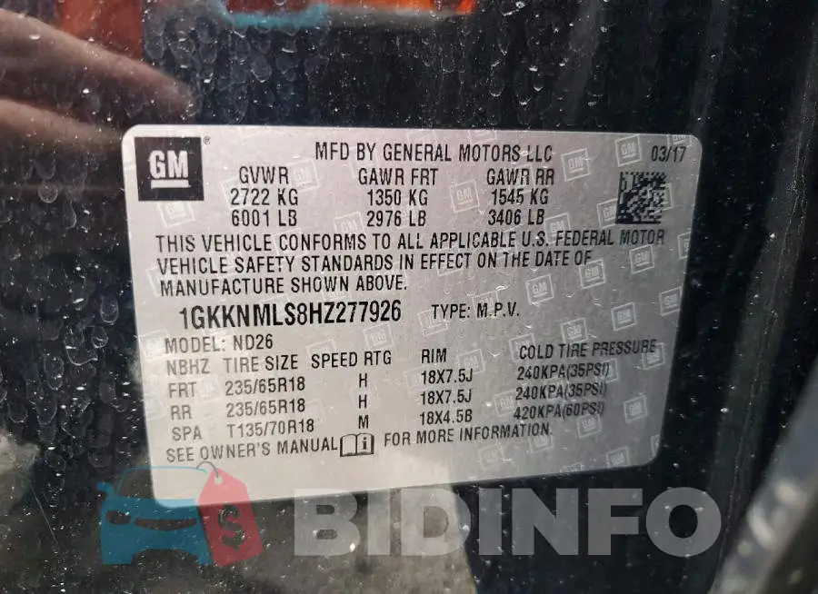 1GKKNMLS8HZ277926 Photo# 13